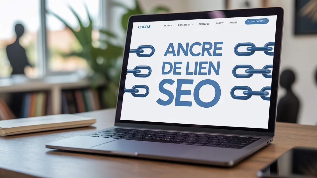 ordinateur avec ancres de lien seo sur site web