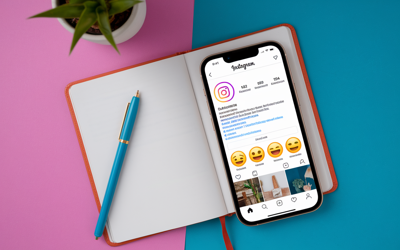 Carnet smartphone bio Instagram concise emojís traits