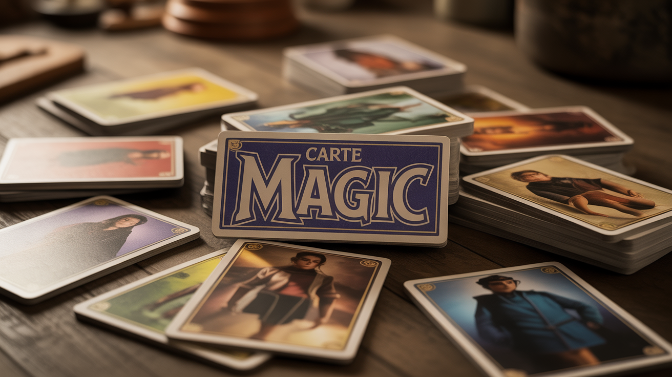 pile de cartes magic avec règle et étui