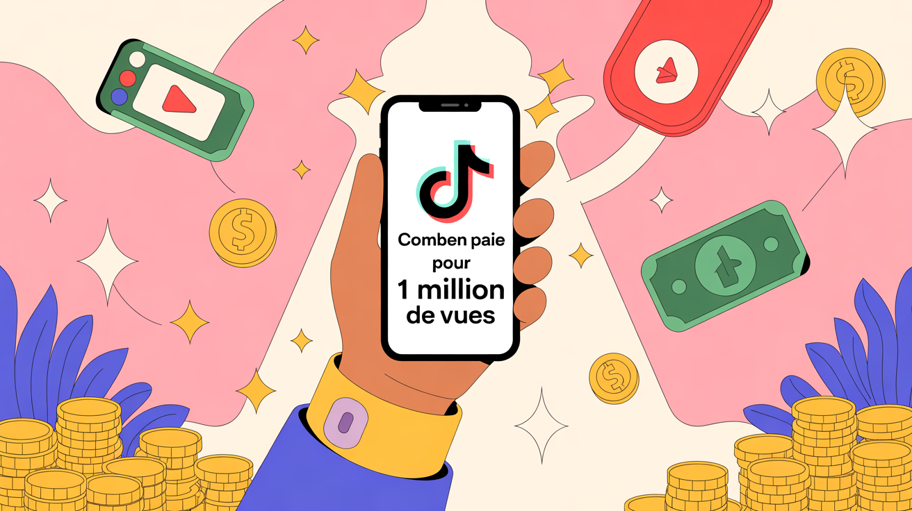 main tenant smartphone avec symboles vidéo et argent, combien paie TikTok