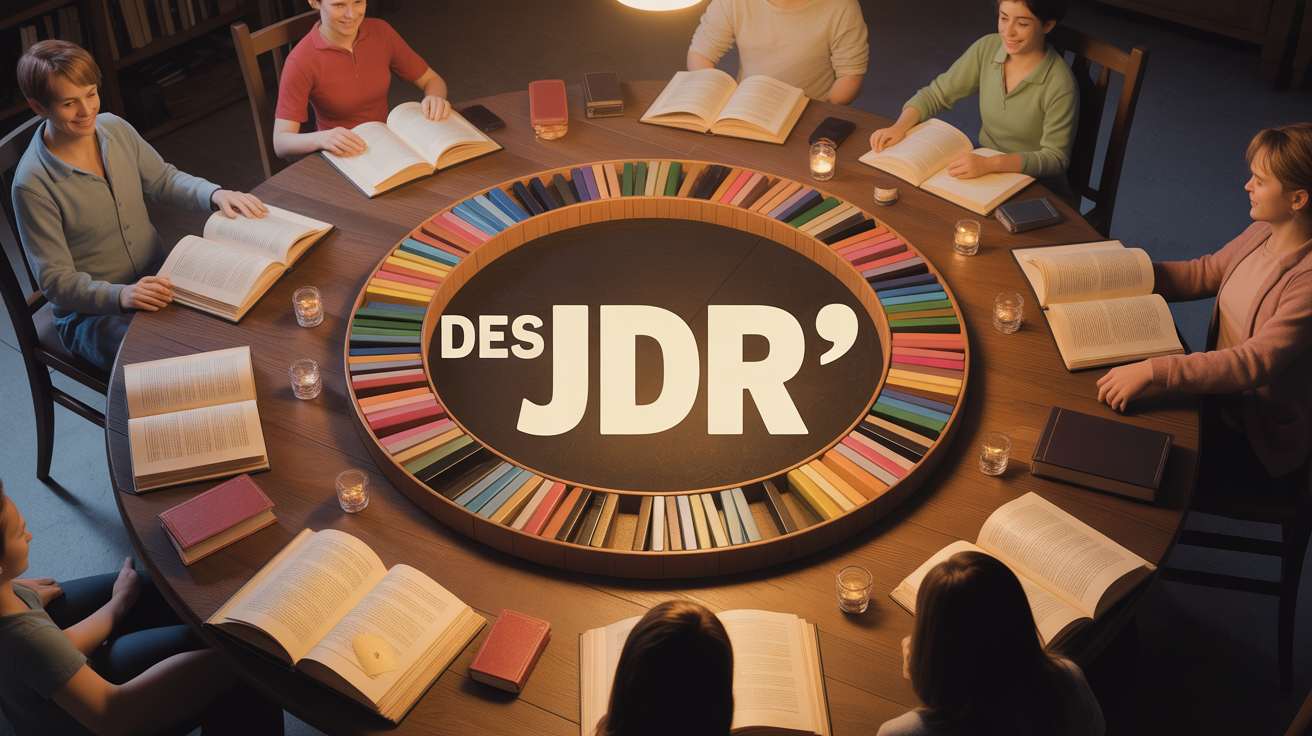 table de jeu de role avec des JDR colores