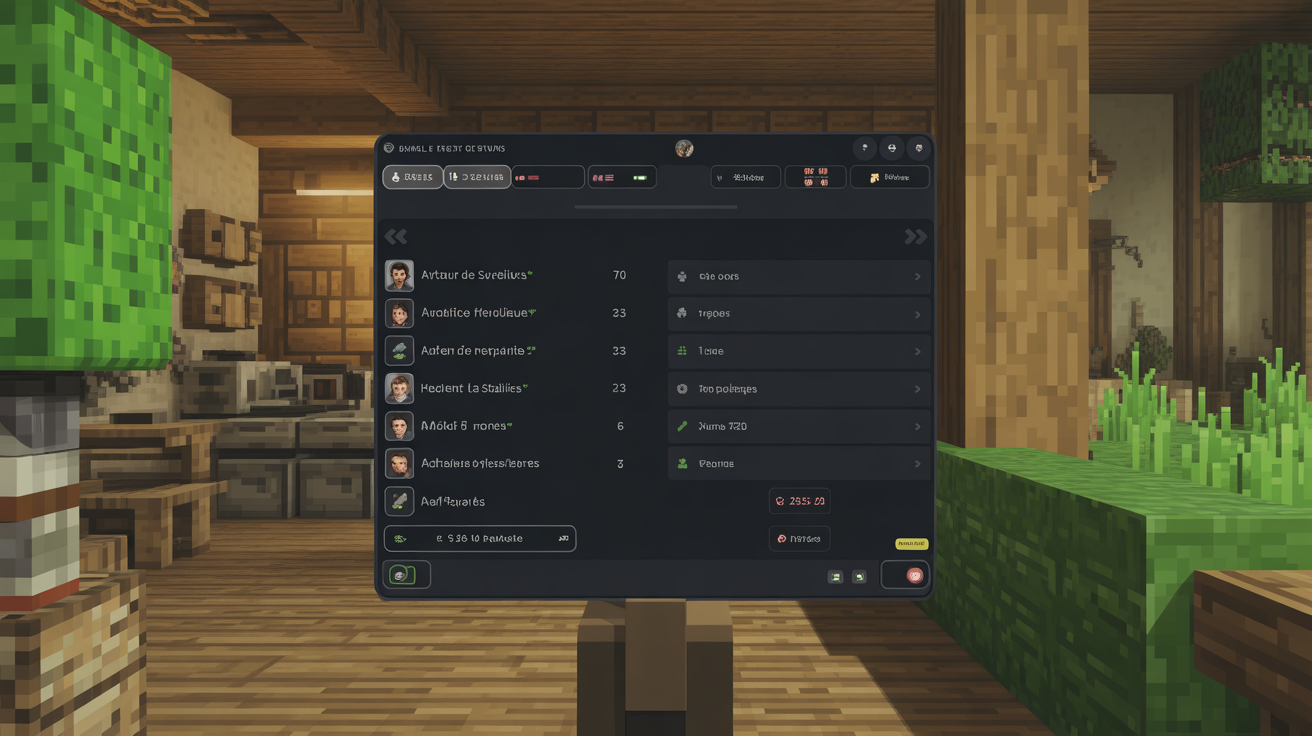 Sélection serveur survie Minecraft 1.21 interface conviviale