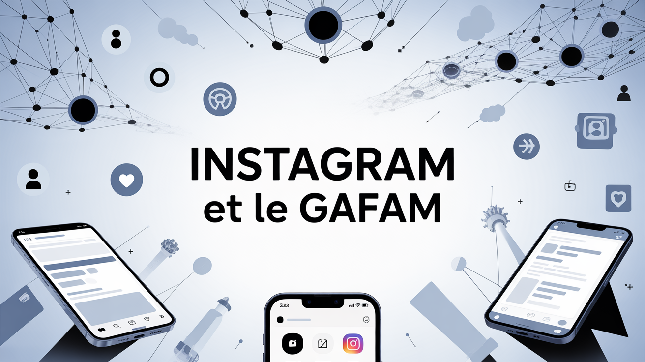 Instagram et le GAFAM sur fond d'univers numérique