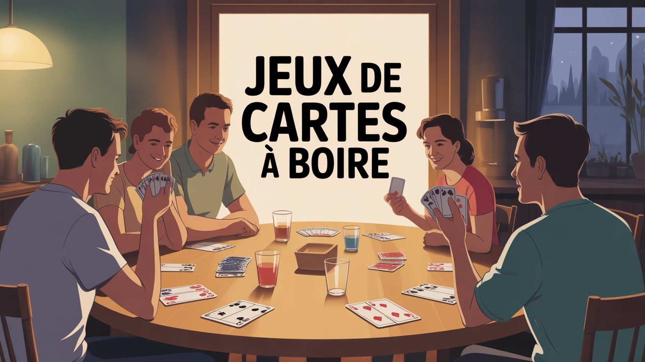 groupe joue jeux de cartes à boire ambiance chaleureuse