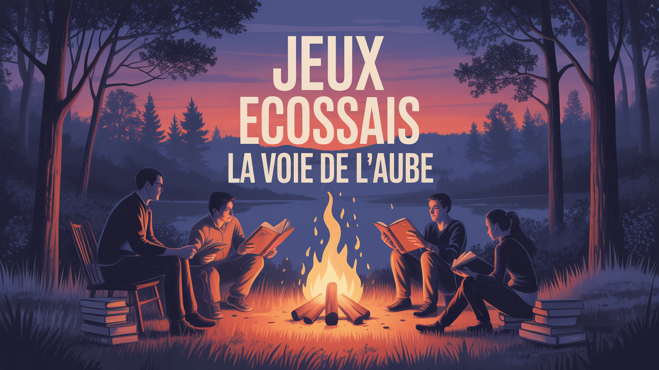 Illustration feu de camp jeux écossais La Voie de l'Aube