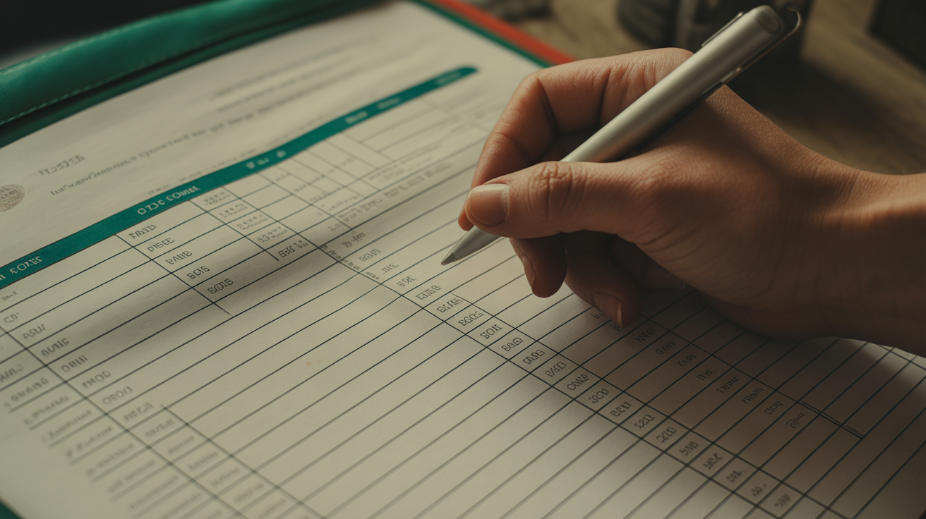 Main écrit prénom sur grille Yams Excel, dés visibles