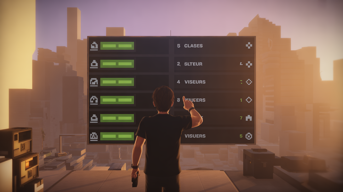 Choisir serveur Minecraft semi-RP écran classement votes métiers