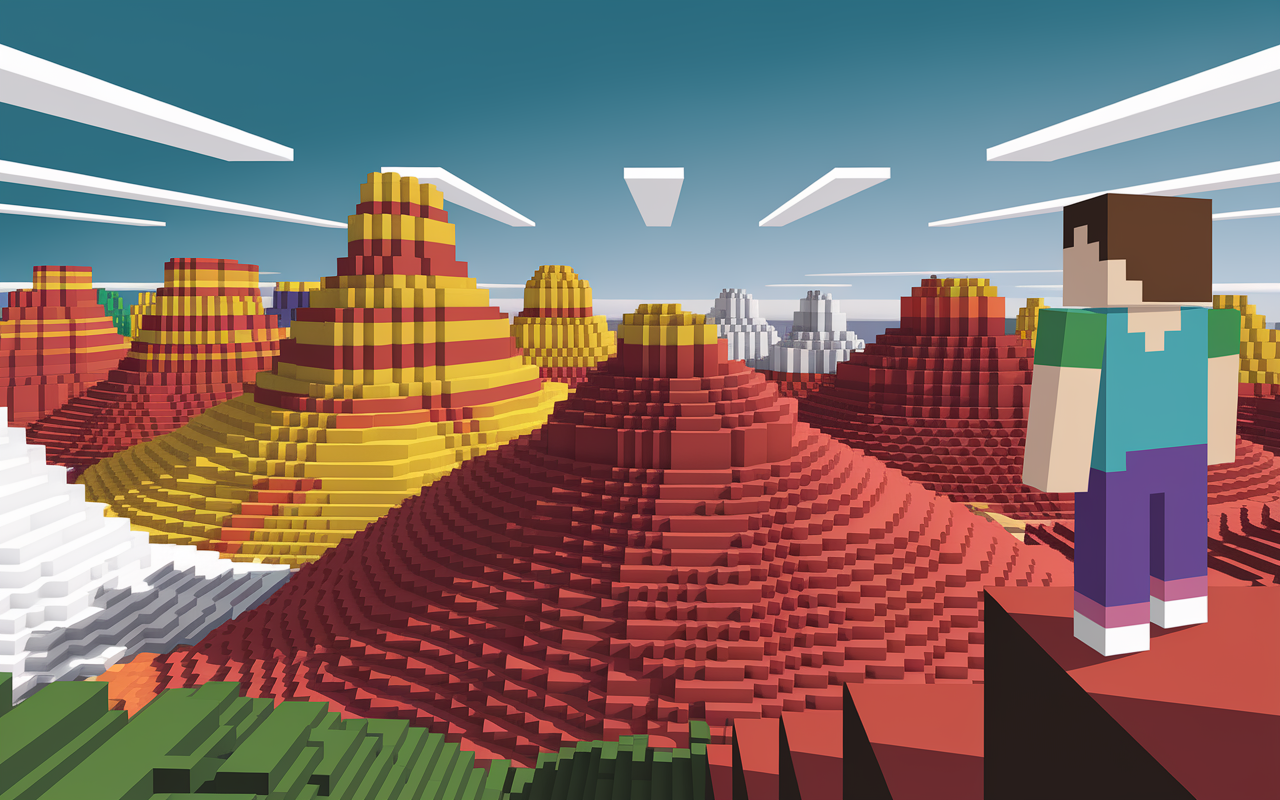 badlands minecraft plateau falaises couleurs personnage
