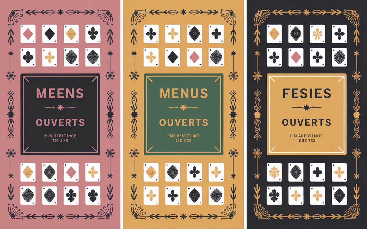 palette deck cartes menus gaming evenement