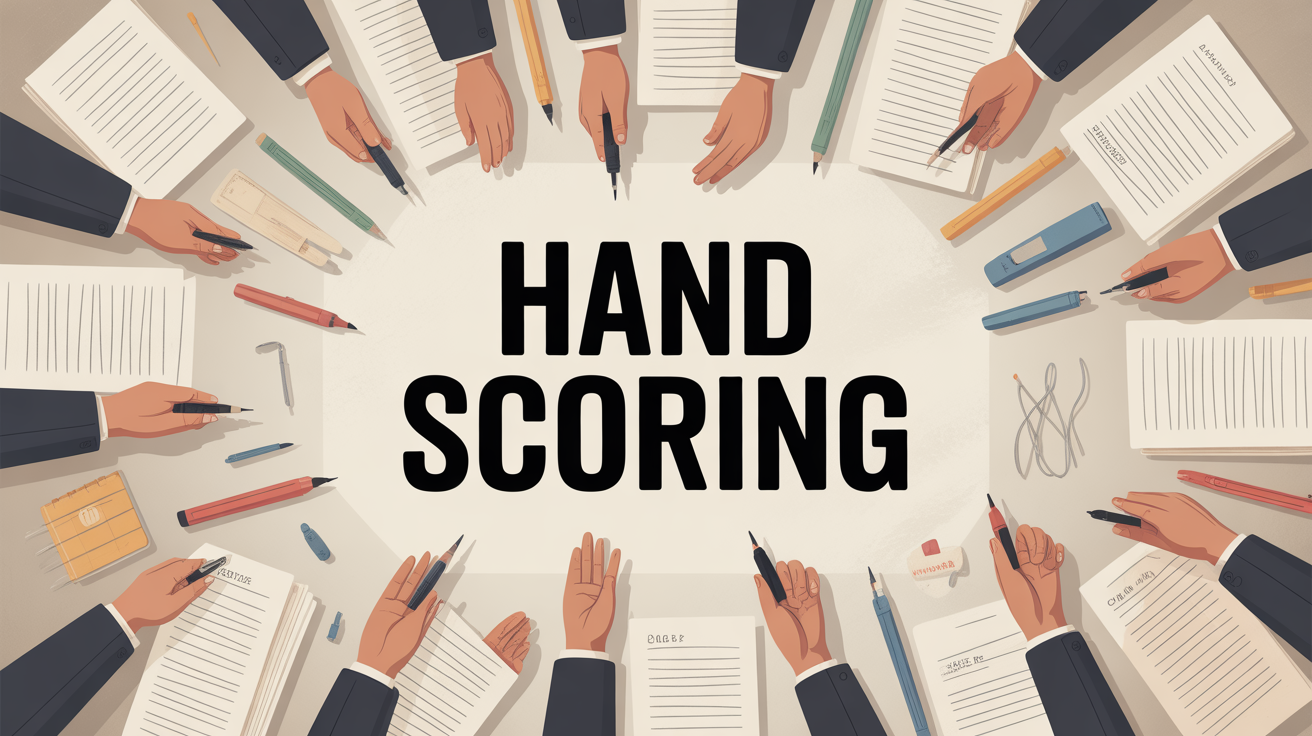 Illustration hand scoring table d'examen correction manuelle