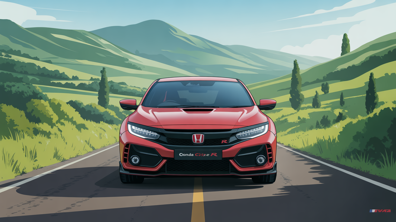 Honda Civic Type R FK2 Occasion sur route, Highlands, illustration