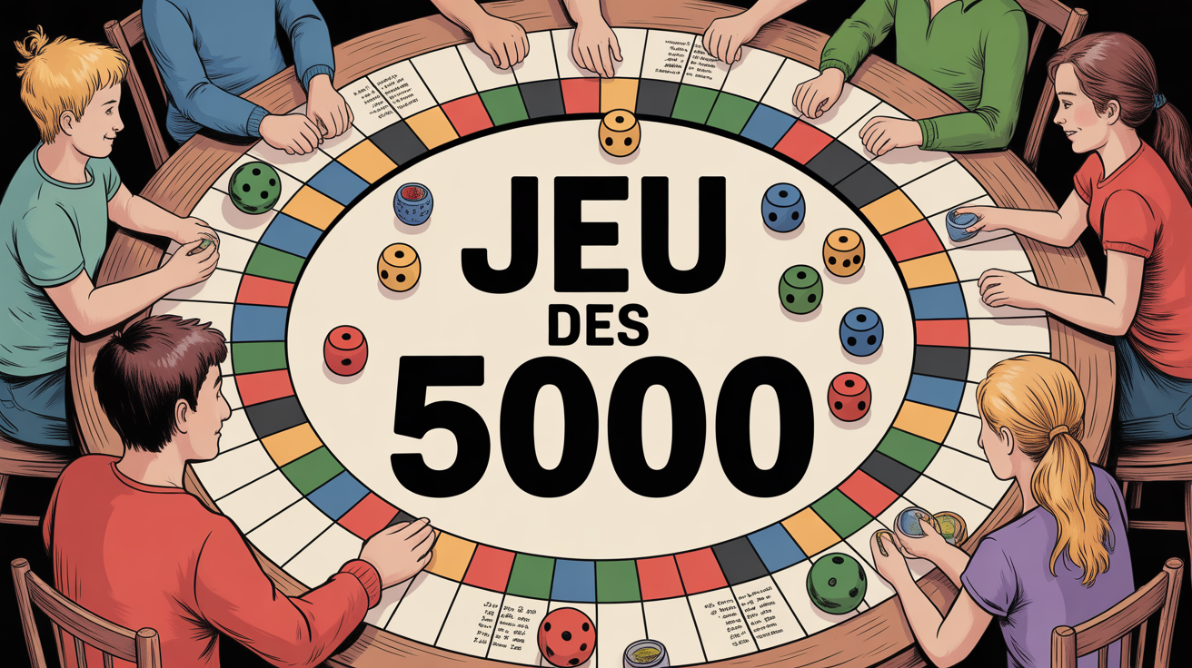 table de jeu des 5000 avec famille et des multicolores