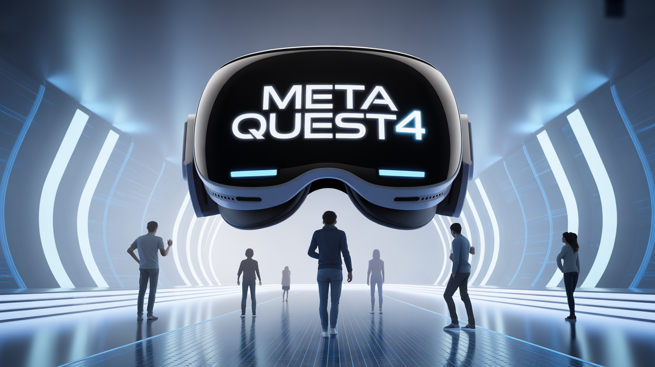 Meta Quest 4 VR ultra-leger futuriste central