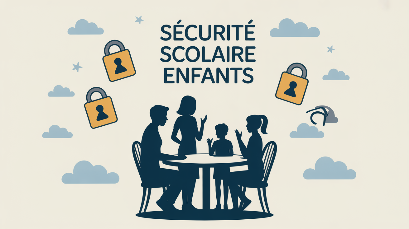 Famille discutant sécurité données enfants rentrée