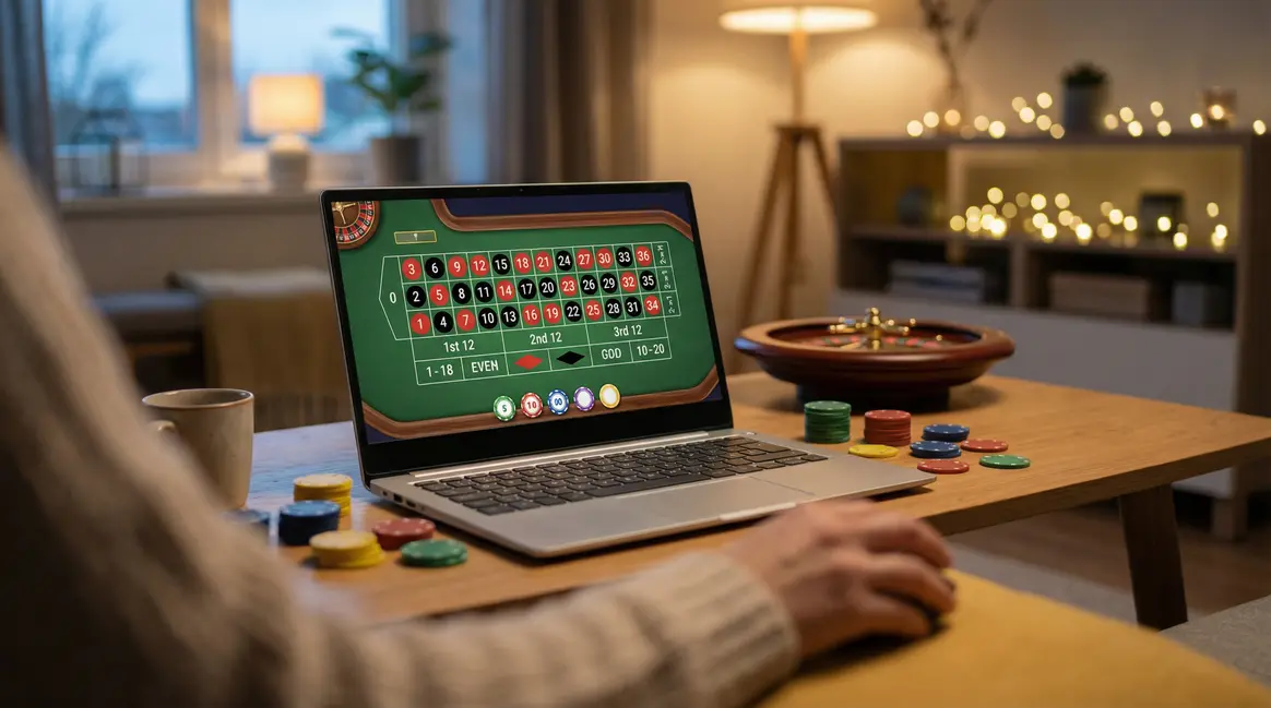 roulette en ligne sur ordinateur avec jetons et roue de casino