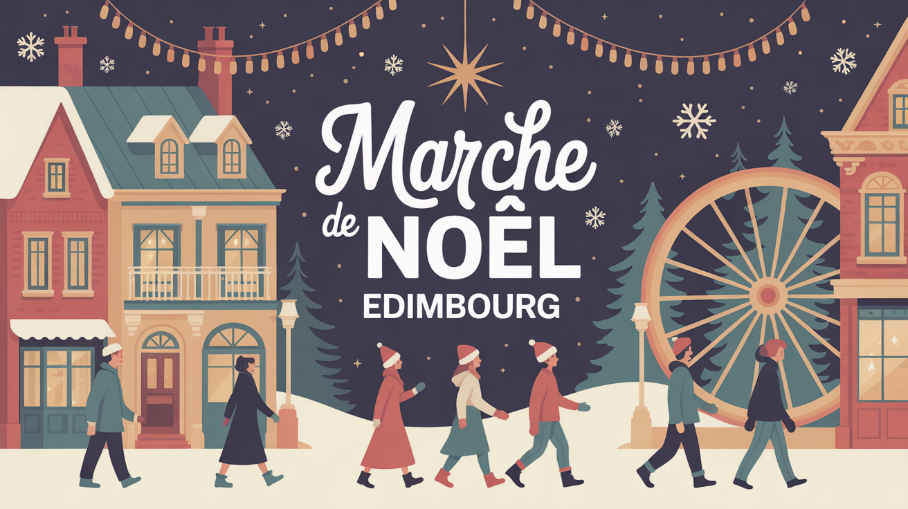 illustration marché de noel edimbourg ville lumineuse