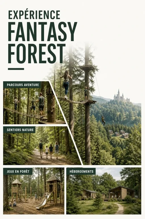 Fantasy Forest : expérience immersive en forêt avec parcours aventure et hébergements